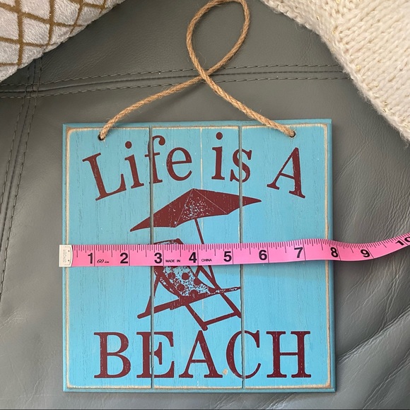 Beachy & Cute LIFE IS A BEACH Wood Rope COASTAL Art WALL Decor HANGING - Picture 5 of 6